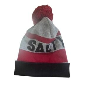 Attic Salt -Salty Beanie Hat Pom Knit Unisex Cap Winter Warm Gray Red Black -New